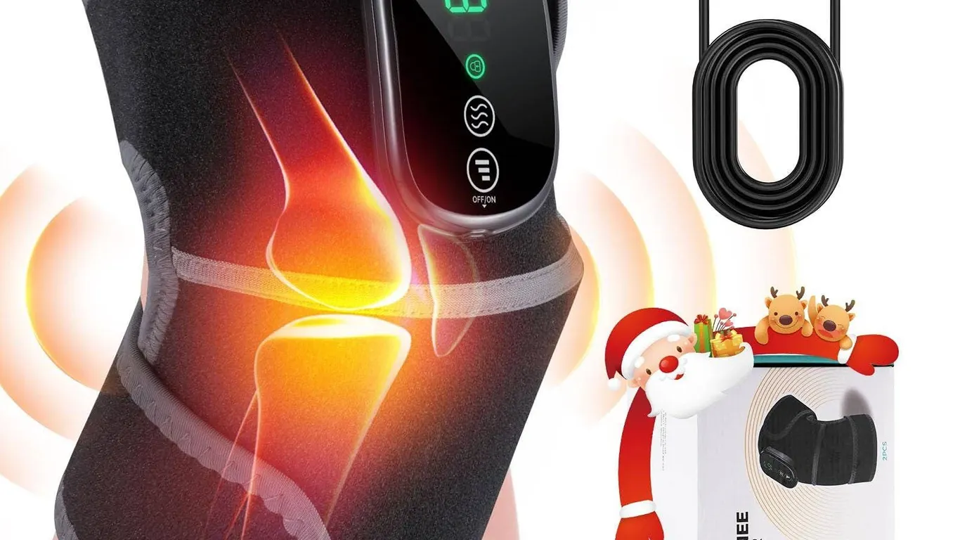 Heated Vibration Knee Massager, Large, Black