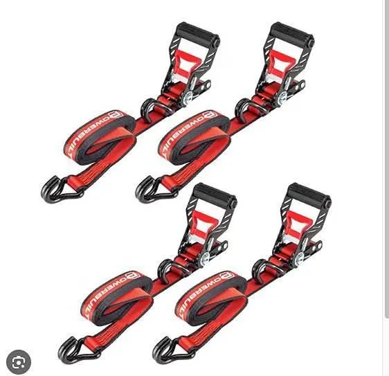 Powerbuilt 4 Piece Ratchet Tie Down Set 16ft