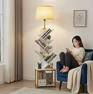 Zexvida Bookcase with Lamp Black 41x30x23.5 cm