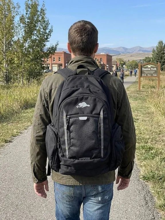 Roots Black Backpack with Beaver Logo