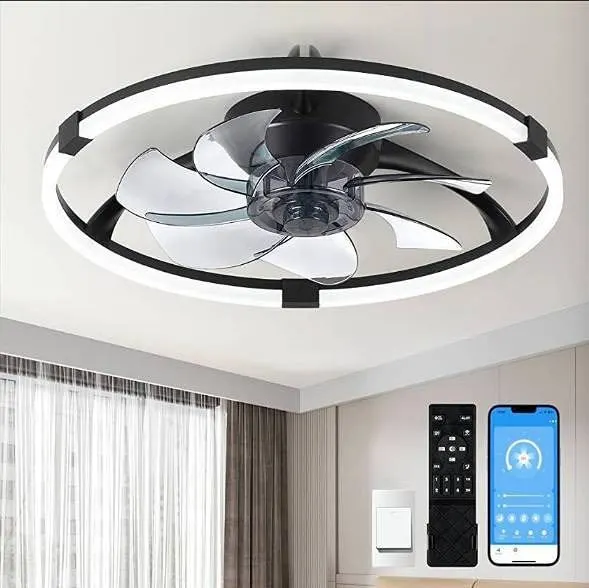 Linboro Low Profile Ceiling Fan Black New
