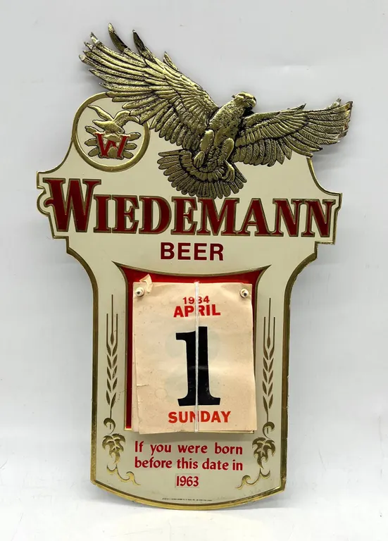 1963 Wiedemann Beer Sign Calendar Eagle