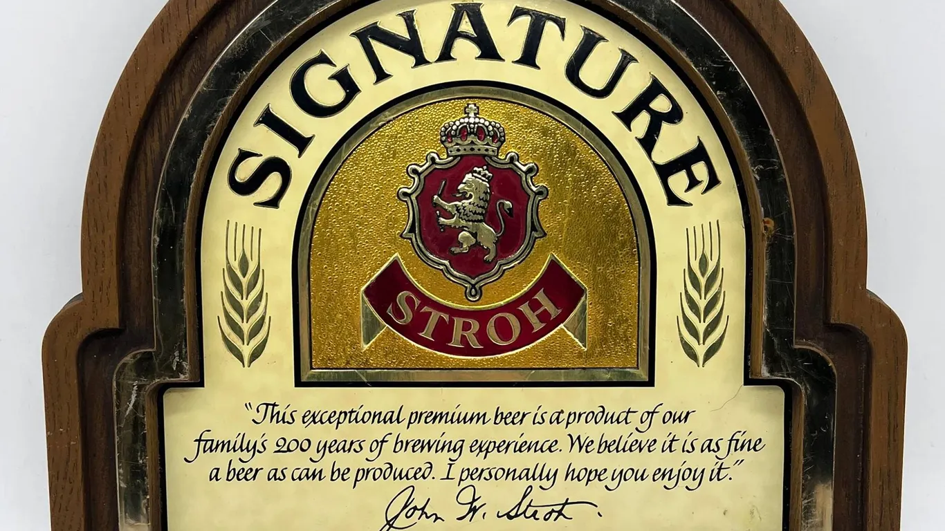Stroh Signature Beer Sign Wood & Metal Plaque