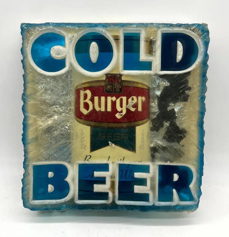 Vintage Burger Beer Cold Beer Bar Sign