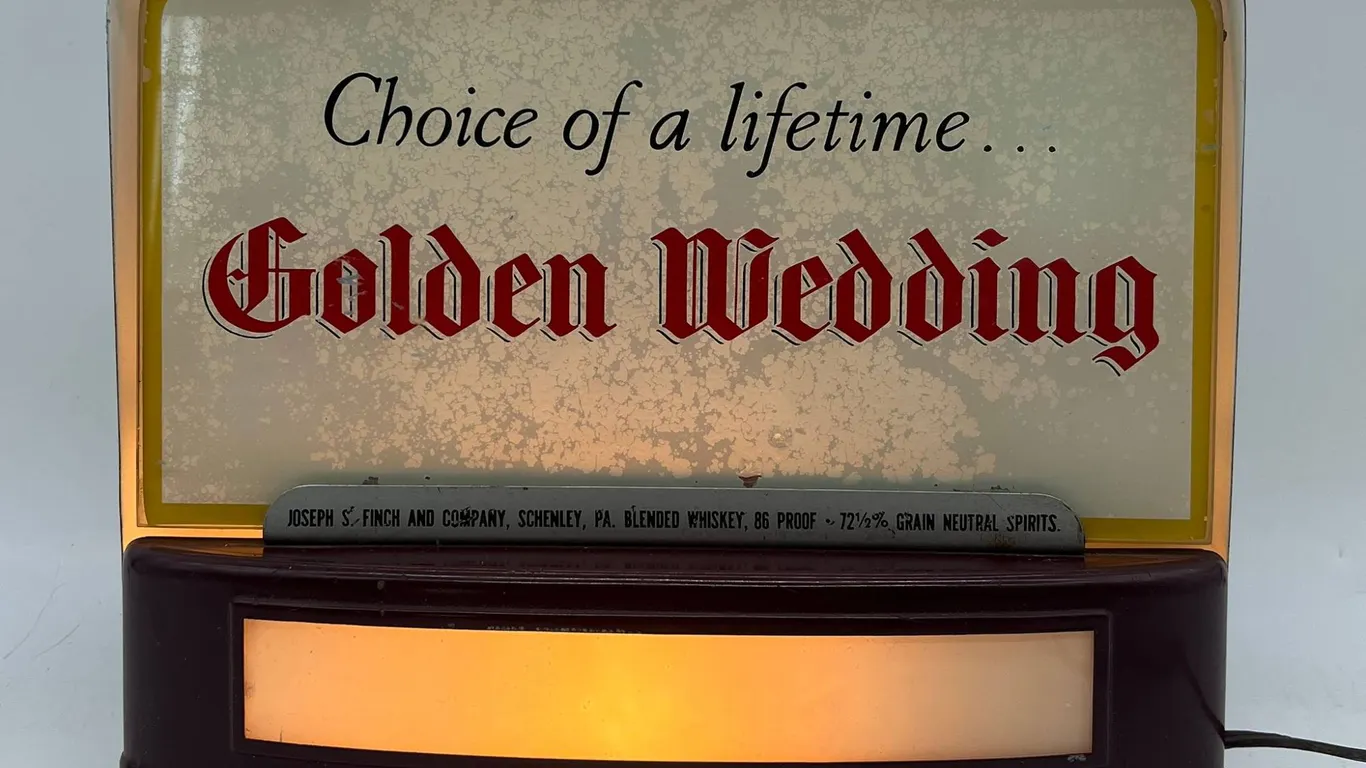 Golden Wedding Whiskey Beer Light Sign