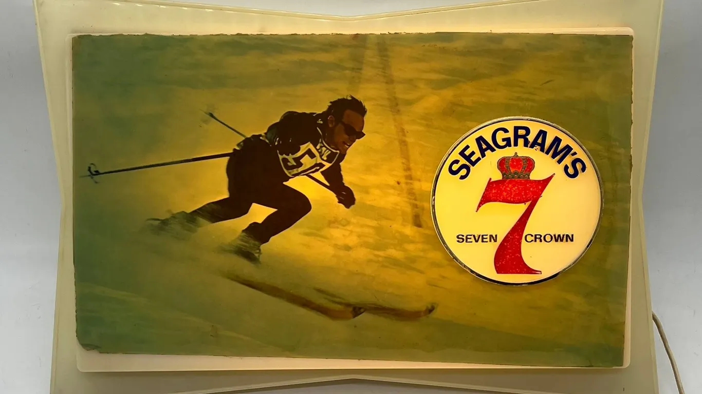 Seagram's 7 Skiing Beer Light Sign