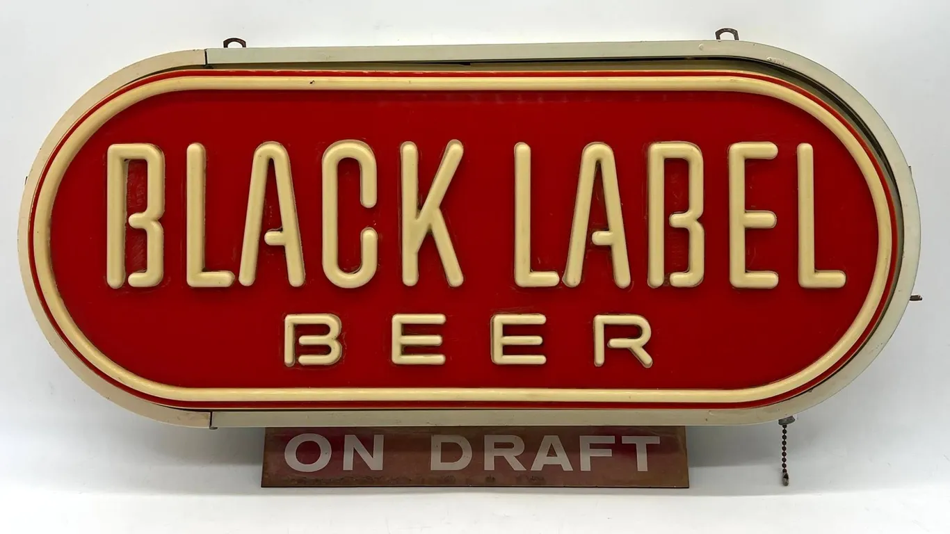 Black Label Beer Lighted Bar Sign On Draft