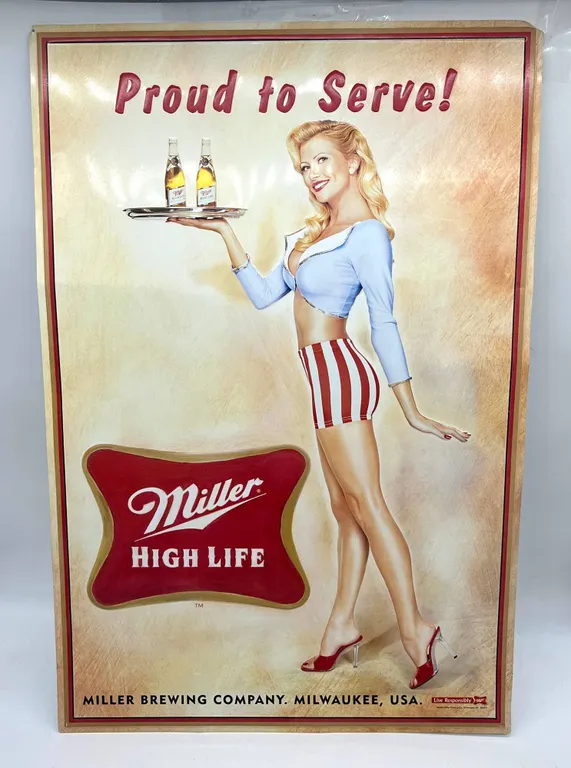 Miller High Life Beer Sign, Proud to Serve