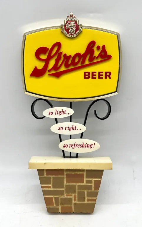 Vintage Stroh's Beer Sign Detroit Brewery