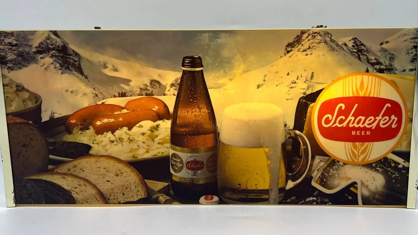 Schaefer Beer Lighted Sign with Food Scene