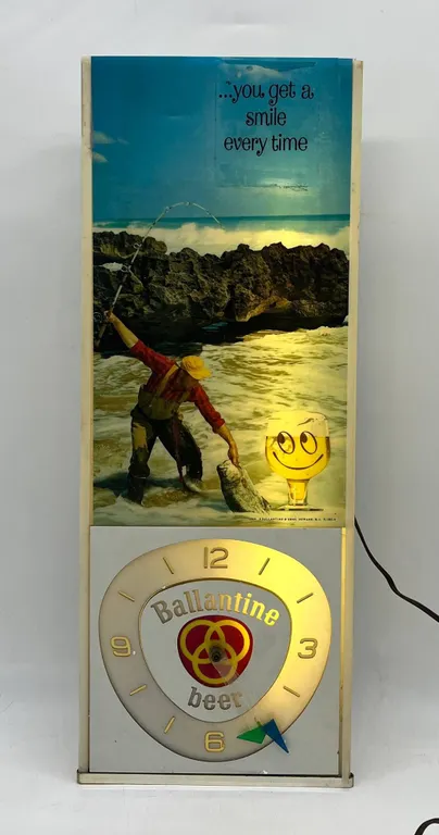 Vintage Ballantine Beer Lighted Clock Sign