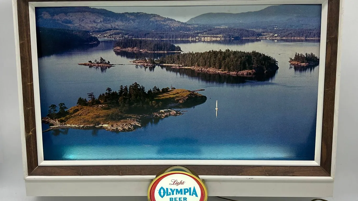 Olympia Beer Lighted Bar Sign, Scenic Art