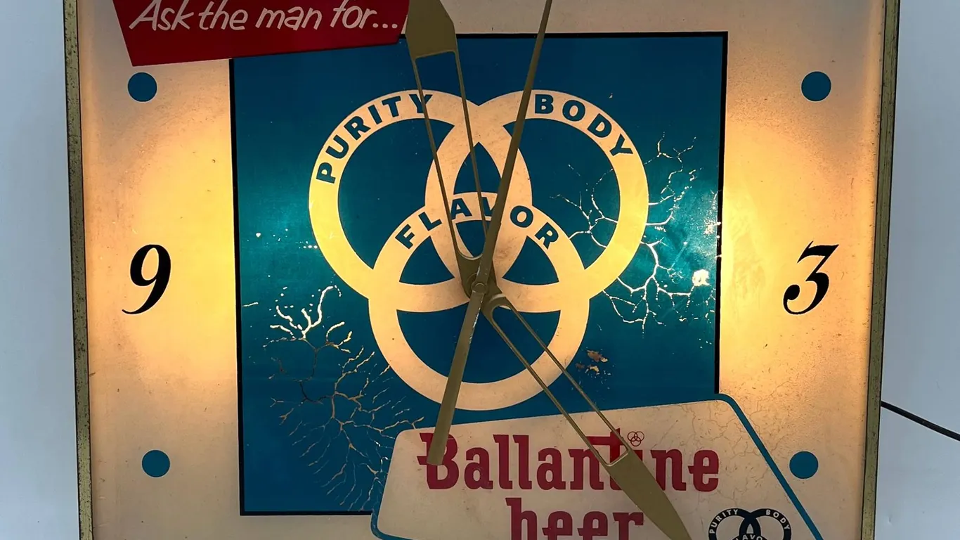 Ballantine Beer Lighted Advertising Clock
