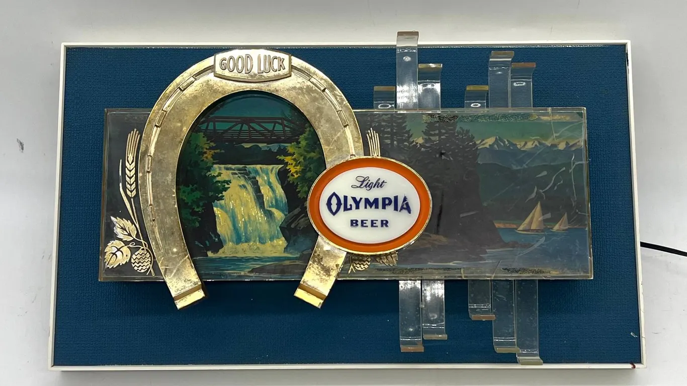 Olympia Beer Lighted Wall Sign Good Luck