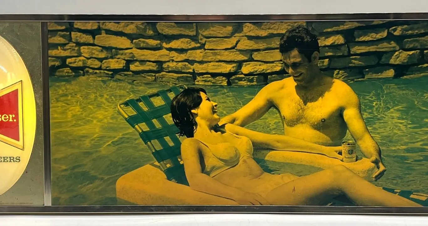 Budweiser Illuminated Bar Sign 1960s Pool Scene