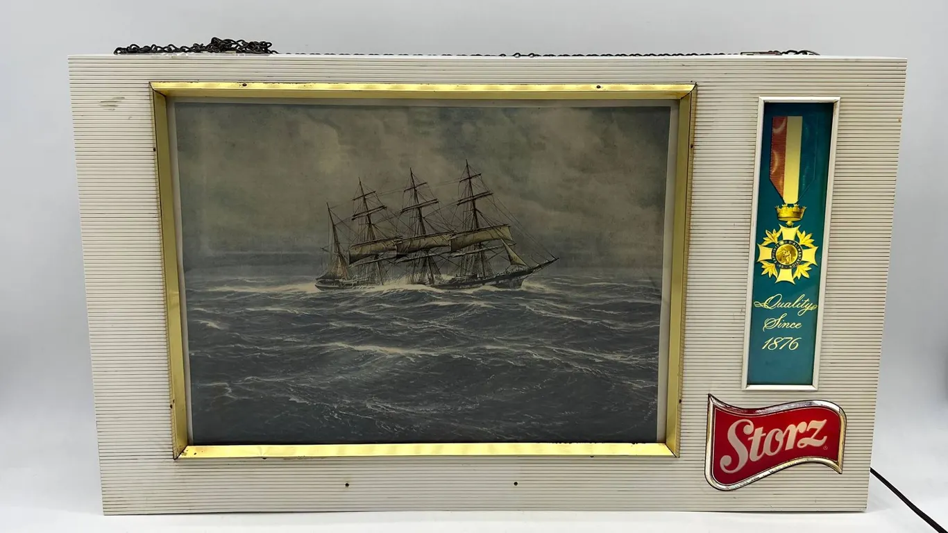 Storz Beer Lighted Sign With Ship Art