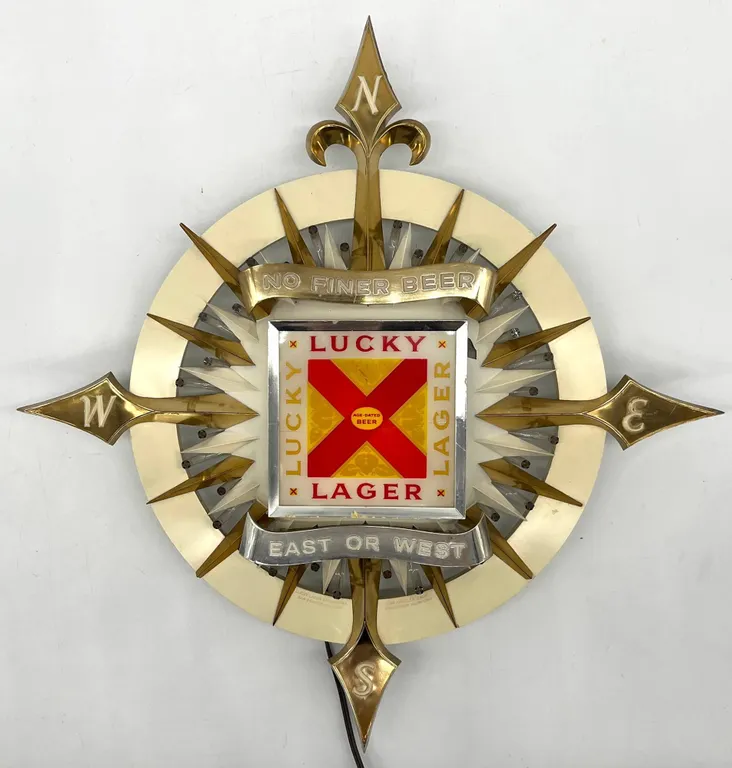Lucky Lager Compass Rose Beer Light Sign