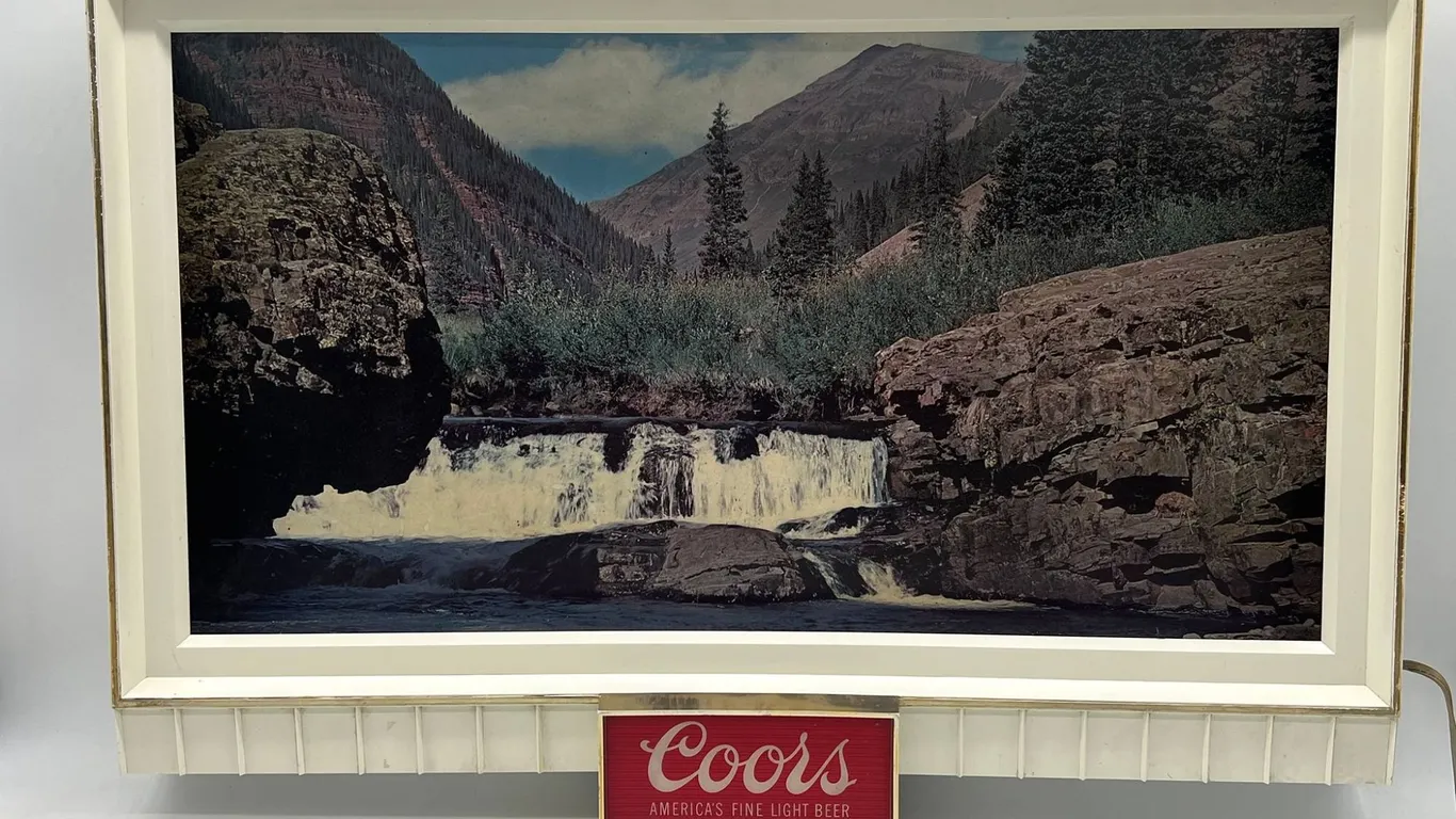 Coors Scenic Waterfall Beer Light Sign