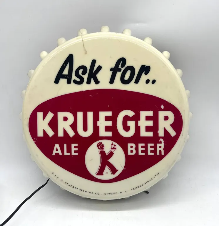 Krueger Beer Light Sign, Small Crack