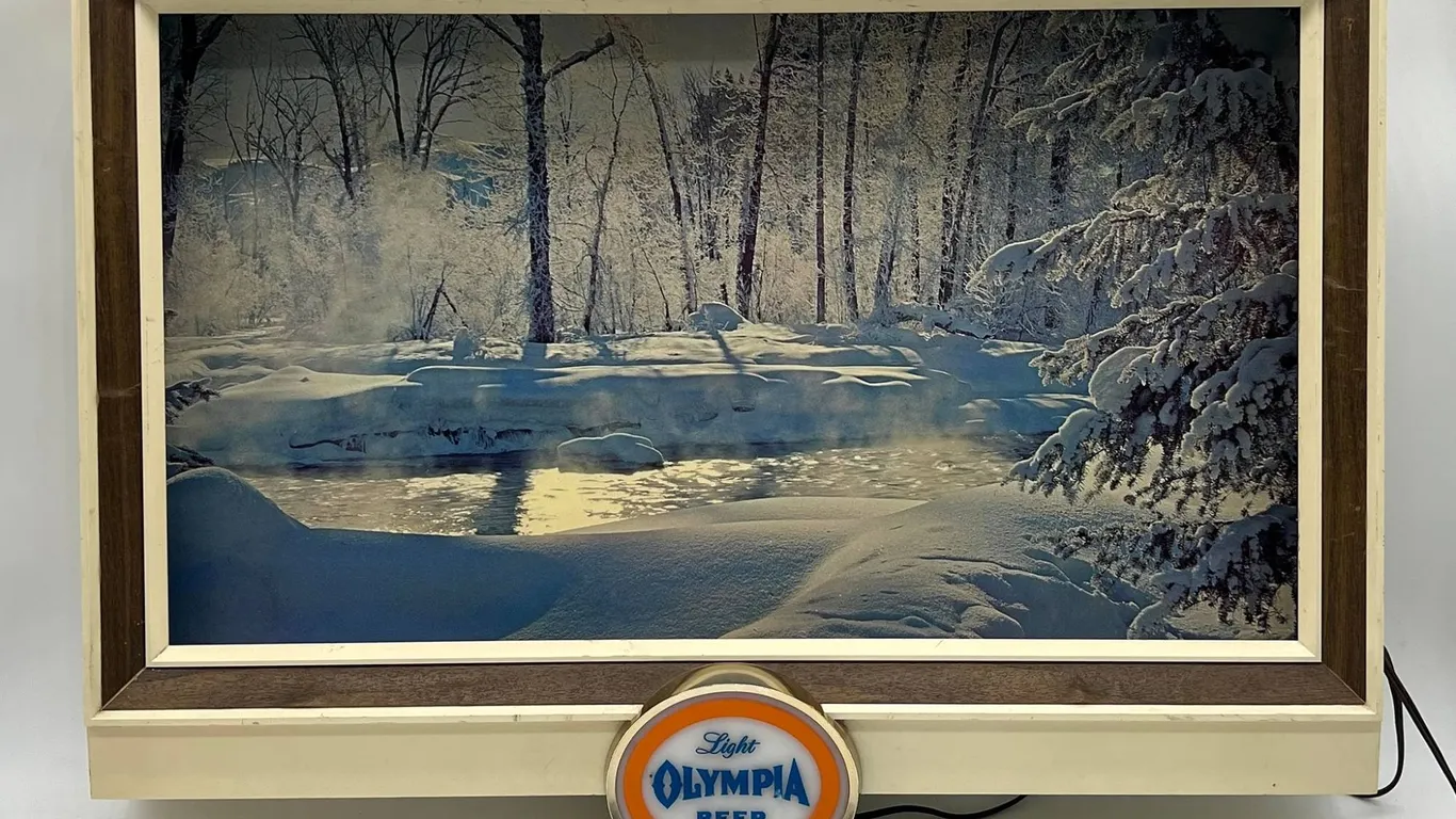 Olympia Beer Light Winter Scene Sign