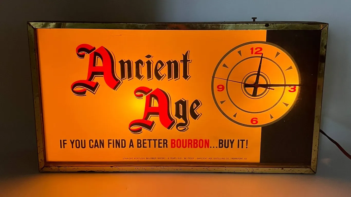 Ancient Age Bourbon Whiskey Light/Sign & Clock