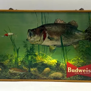 Vintage - Budweiser Beer "Bass Fishing" Light/Sign