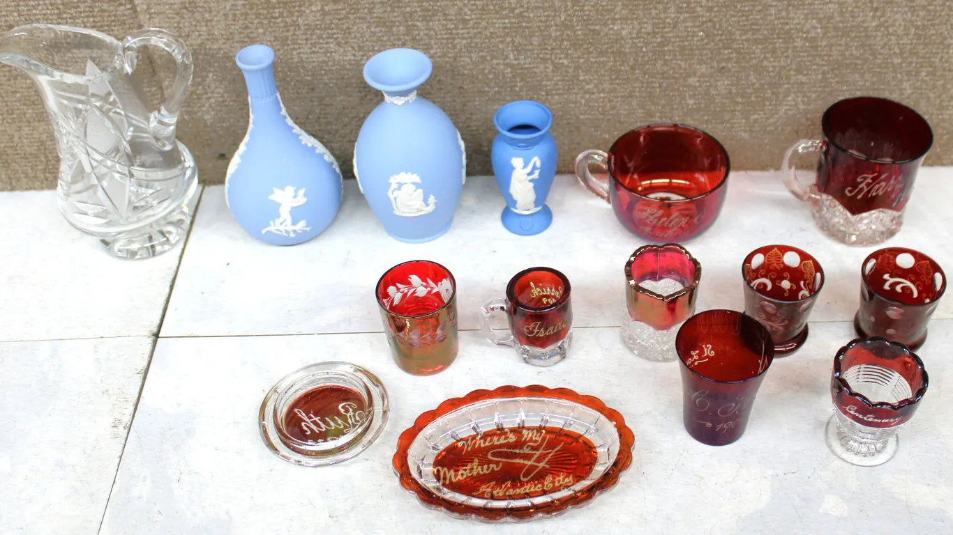Glass and Blue Jasperware Decor