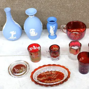 Glass and Blue Jasperware Decor