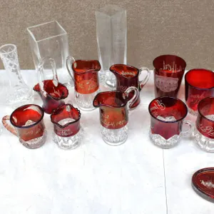 Ruby Stained Souvenir Glassware