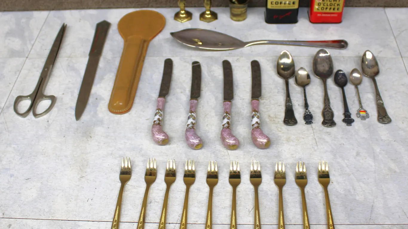 Flatware, Coffee Tins, Brass Decor