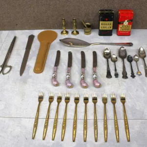Flatware, Coffee Tins, Brass Decor