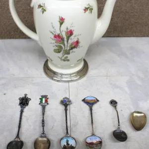Rosenthal Aida Coffee Pot & Seven Silver Spoons