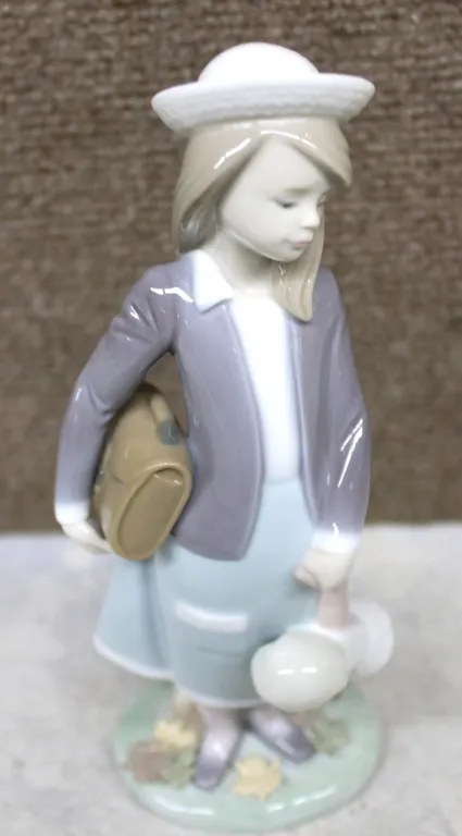 Lladro Porcelain Girl with Hat Figurine