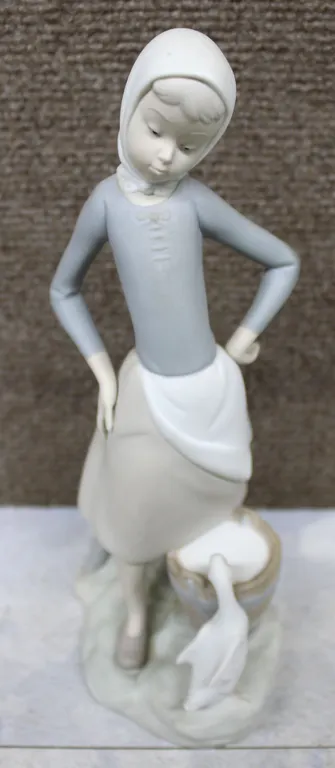 Lladro Porcelain Girl with Goose Figurine