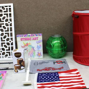 Household Items with Book and Flags