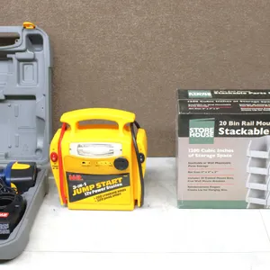 Ryobi Drill, Jump Starter, Parts Bin Set