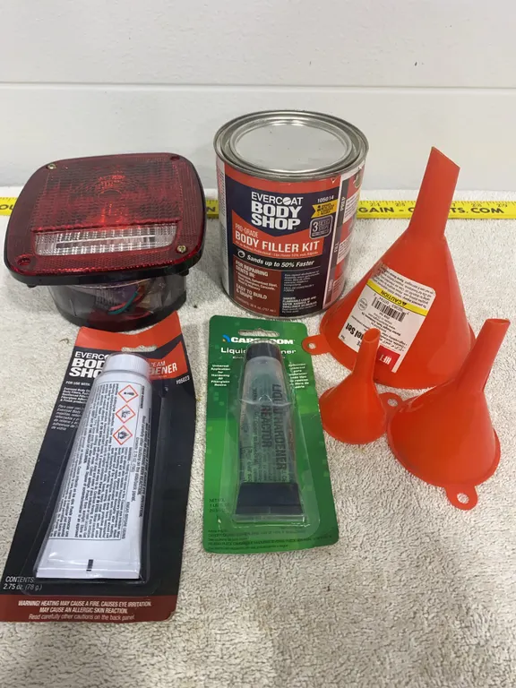 Evercoat Body Filler, Hardeners, Trailer Light & Funnels