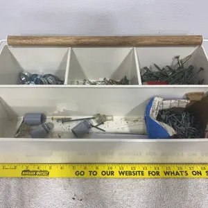 Hardware Organizer with Assorted Screws, Nails & Hose Clamps