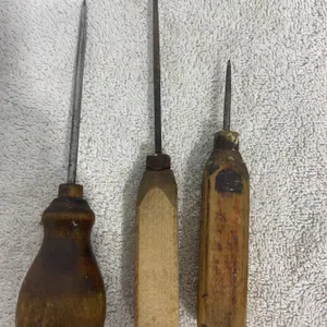 Vintage Wood-Handled Files & Awl – 3 Pieces