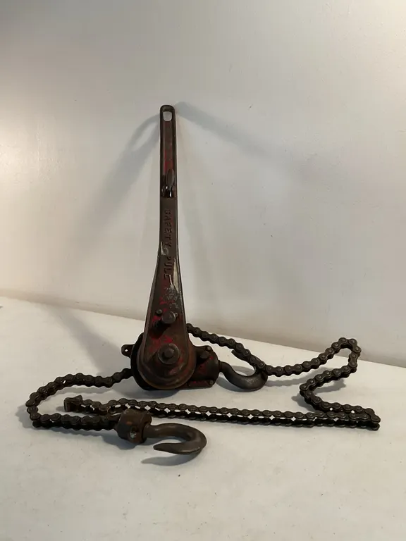 Vintage Heavy Duty Ratchet Lever Chain Hoist / Come-Along
