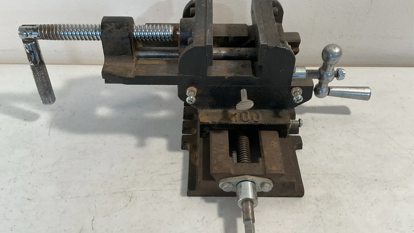 Vintage Heavy Duty Cross Slide Drill Press Vise - 100mm Jaws
