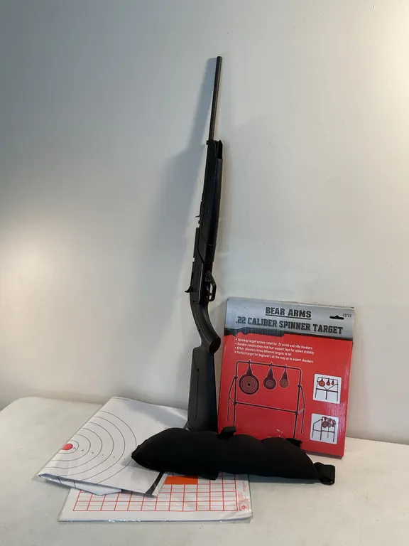 Crosman 760 Pumpmaster Air Rifle with Bear Arms Target and Accessories Lot