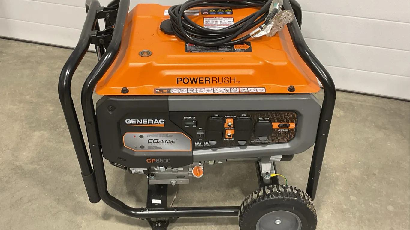 Generac GP6500E Portable Gas Generator with PowerRush Technology