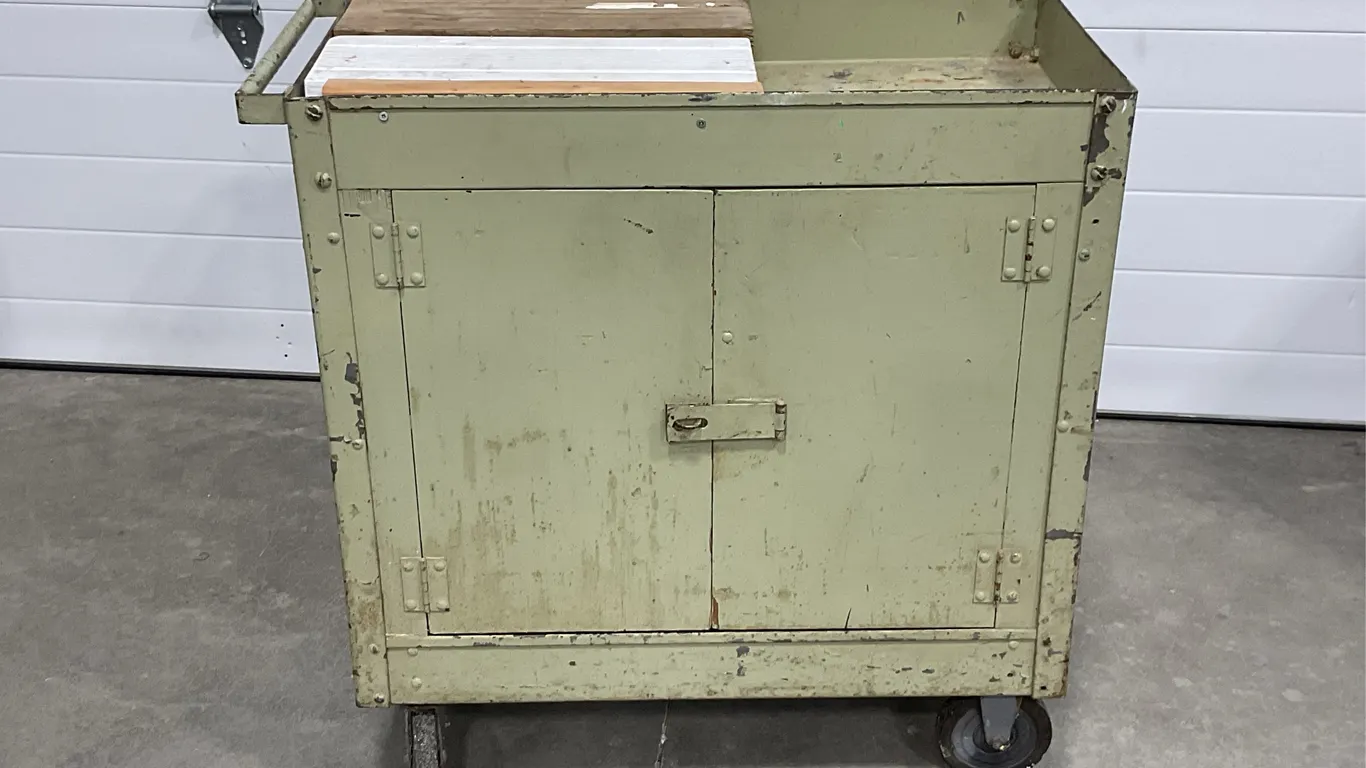 Vintage Industrial Heavy Duty Rolling Steel Tool Cabinet Workstation