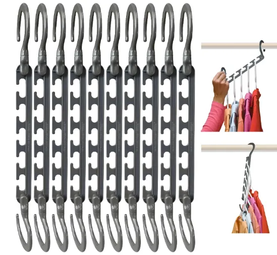Wonder Hanger Max Space Saving Closet Hangers, 360° Swivel, Grey Cascading closet hangers organize