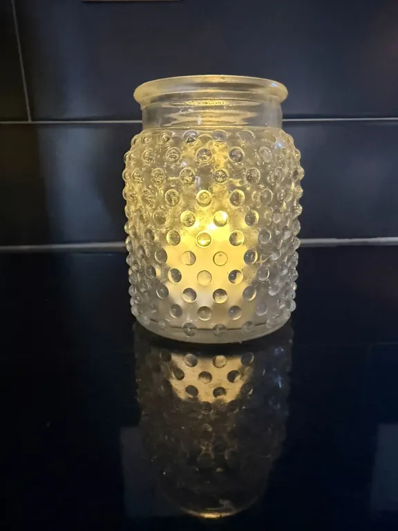 Bath & Body Works Clear Hobnail Glass Tealight Candle Holder / Jar / Vase / Dish Versatile Uses