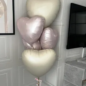 Heart Balloons, 18 Inch Baby Pink, Blue and Cream Helium Foil Heart Balloon 7Pcs Pastel