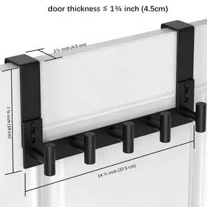 Over The Door Hooks Door Hanger Heavy Duty Rack Clothes, Coat (5 Hook, Fits 1-3/4'' Thick) New