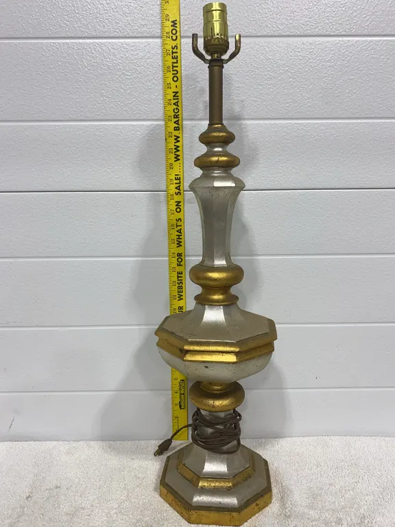 Vintage Mid-Century Brutalist / Hollywood Regency Candlestick Table Lamp