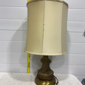 Vintage Mid-Century Fluted Brass / Heavy Metal Table Lamp